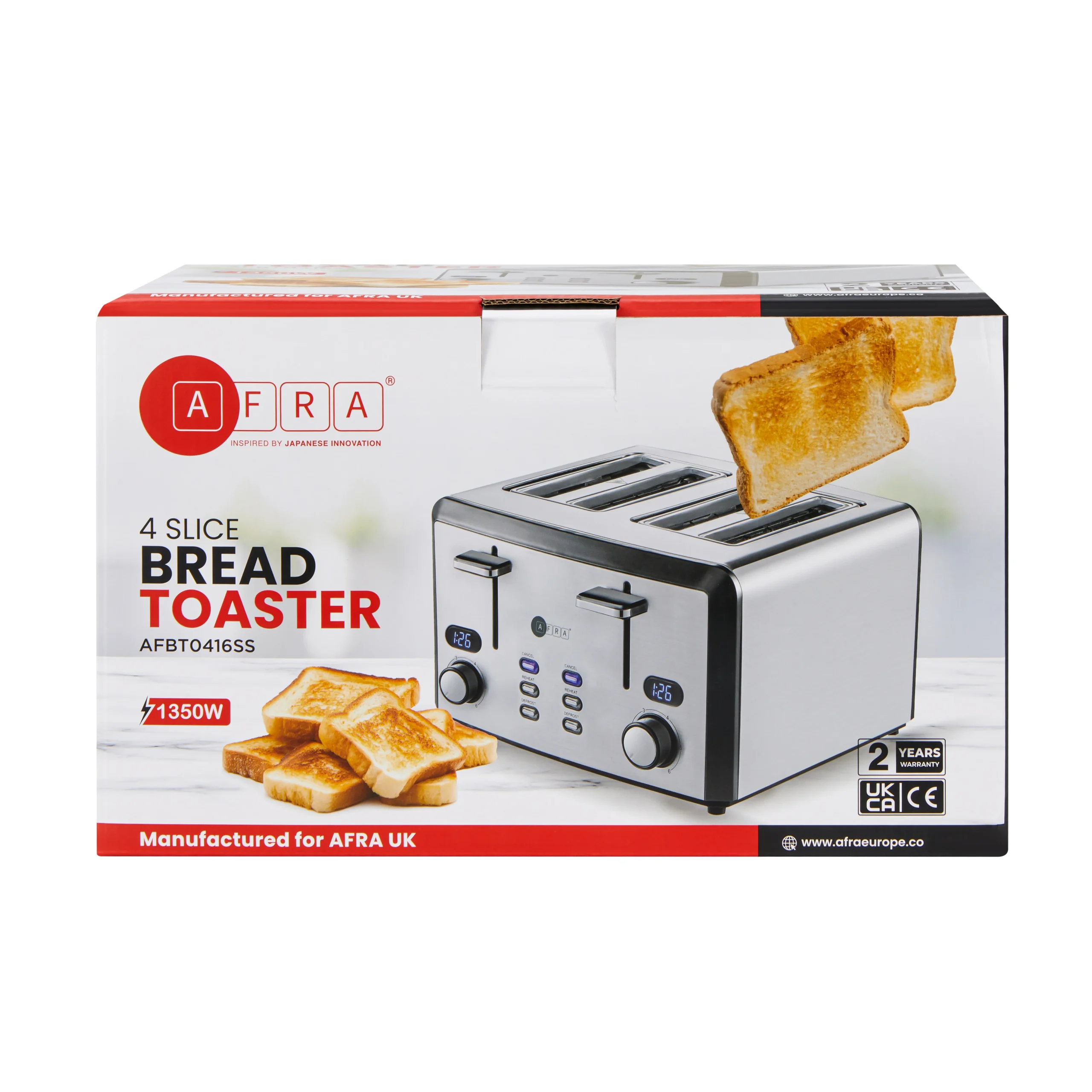 AFRA 1600W 4 Slice Toaster with Wide Slots
