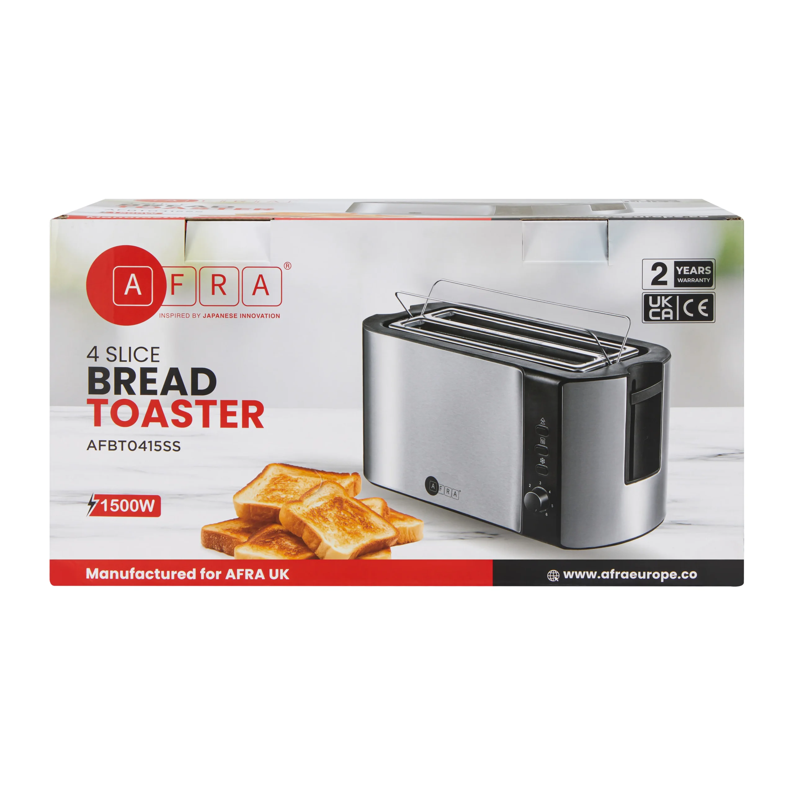 AFRA 1500W 4 Slice Toaster with 6 Browning Levels