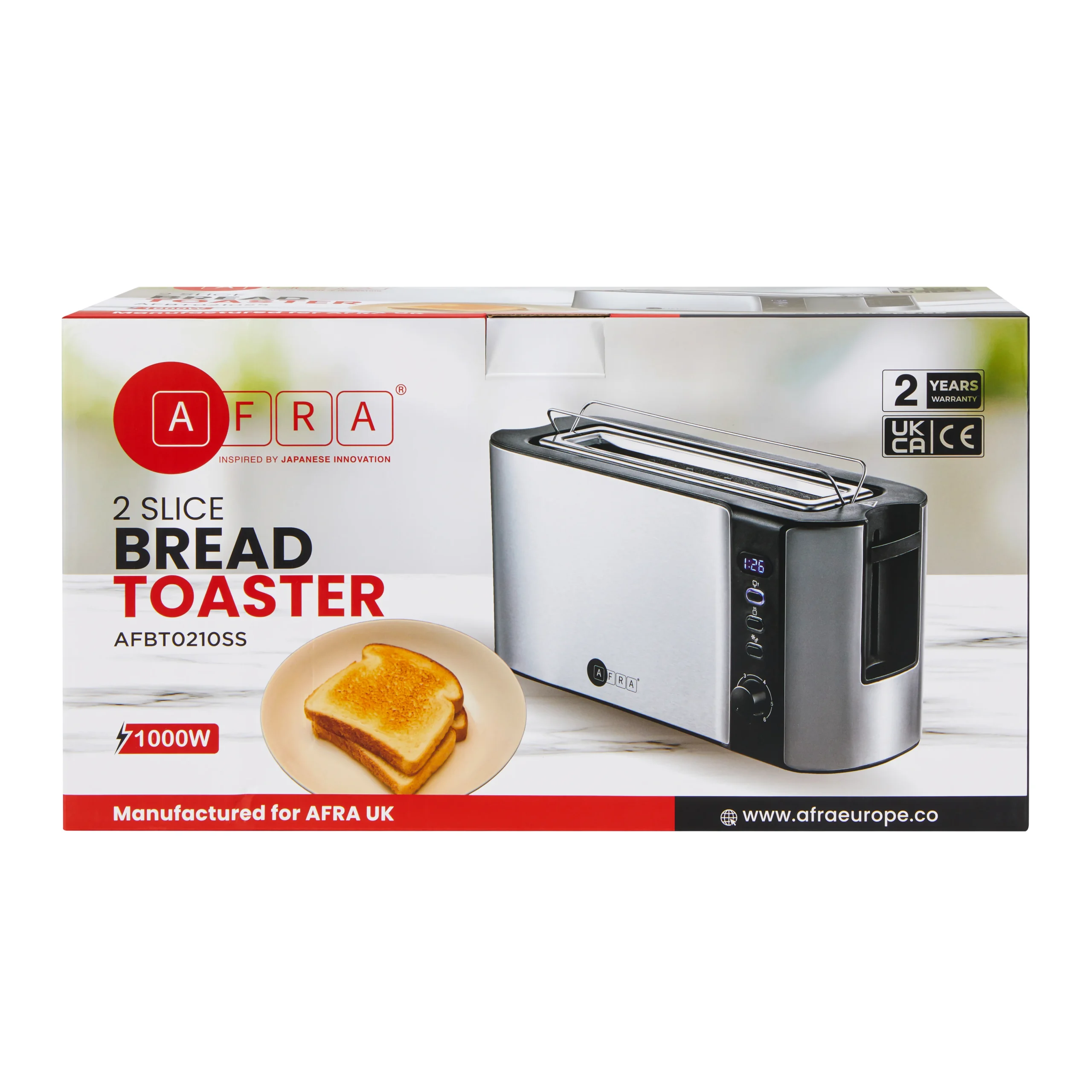 AFRA 1000W 2 Slice Toaster with Digital Display