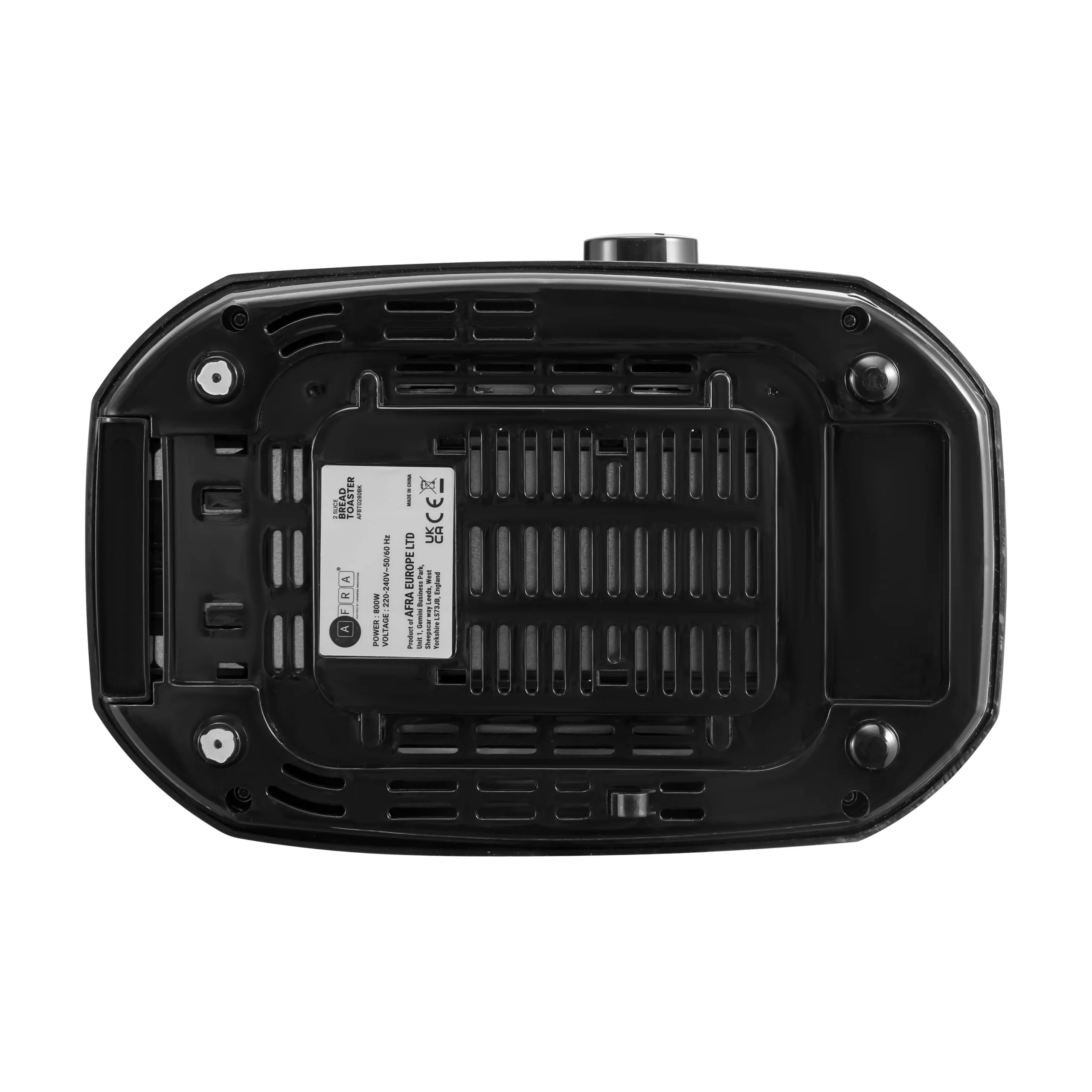 AFRA 800W 2 Slice Toaster with 6 Browning Levels in Black
