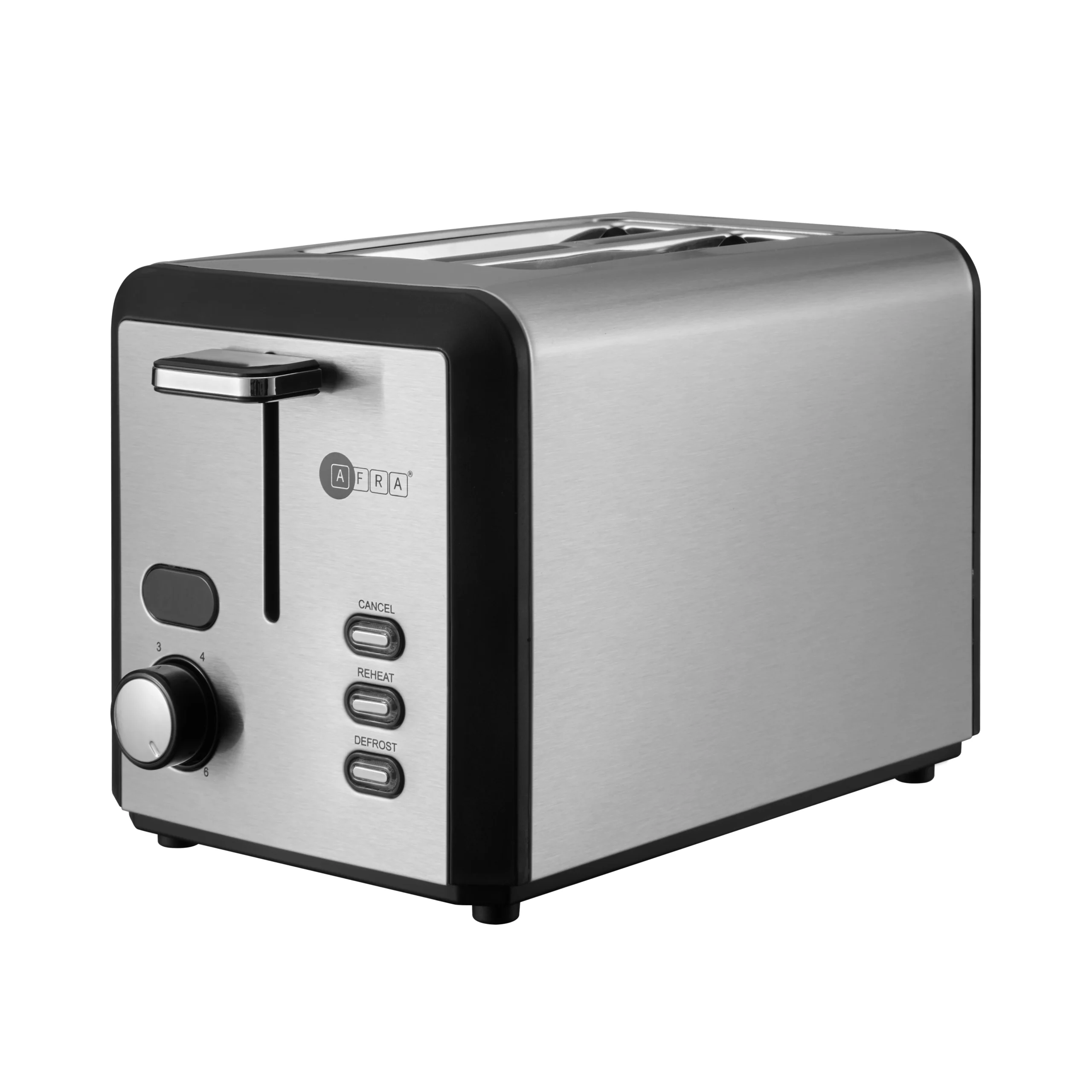 AFRA 800W 2 Slice Toaster with 6 Browning Levels in Stainless Steel