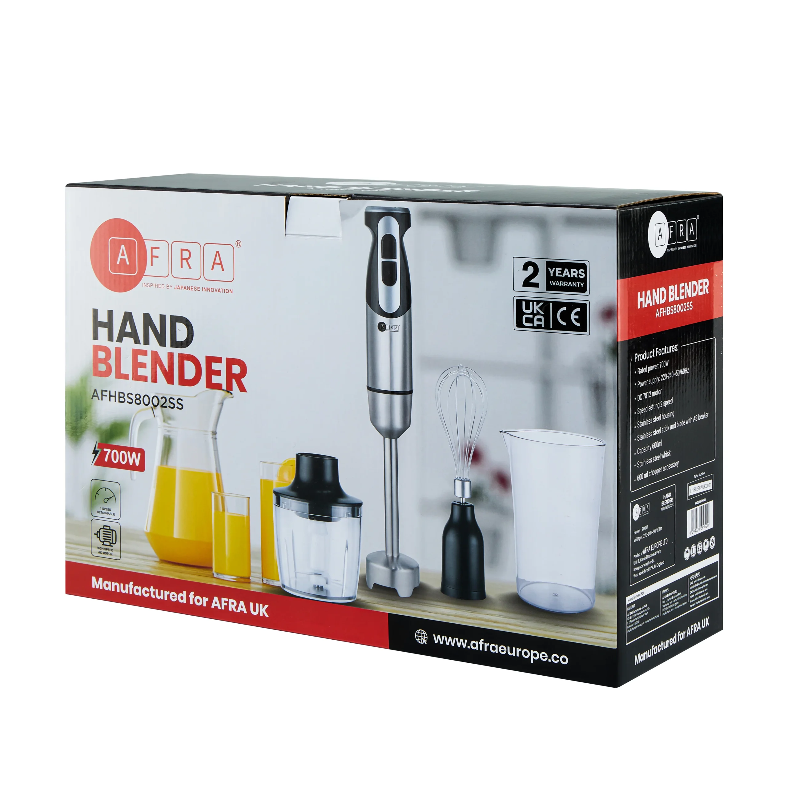 AFRA 800W 4 in 1 Hand Blender Set with Chopper and Whisk