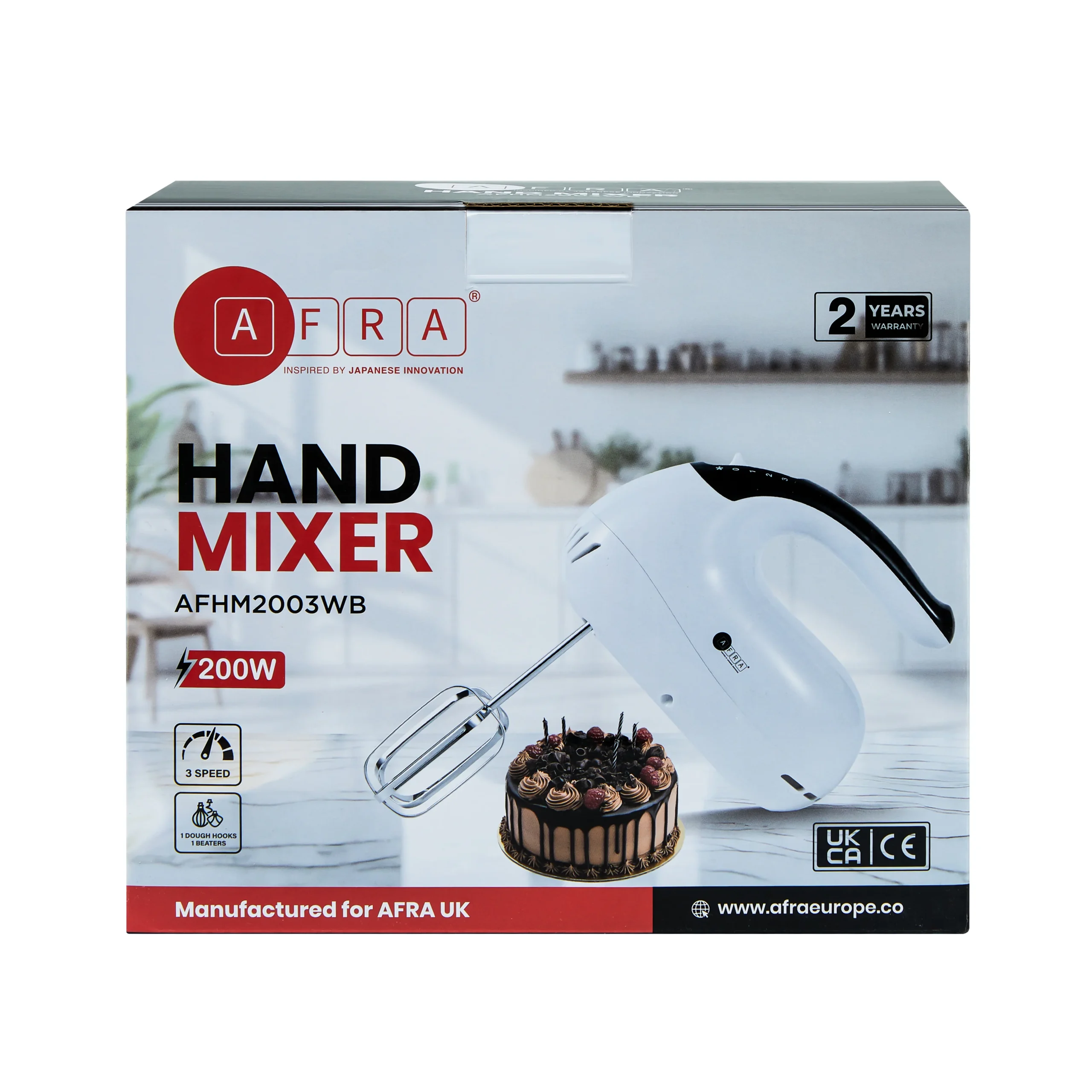 AFRA 200W Hand Mixer with 3 Speeds in White and Black