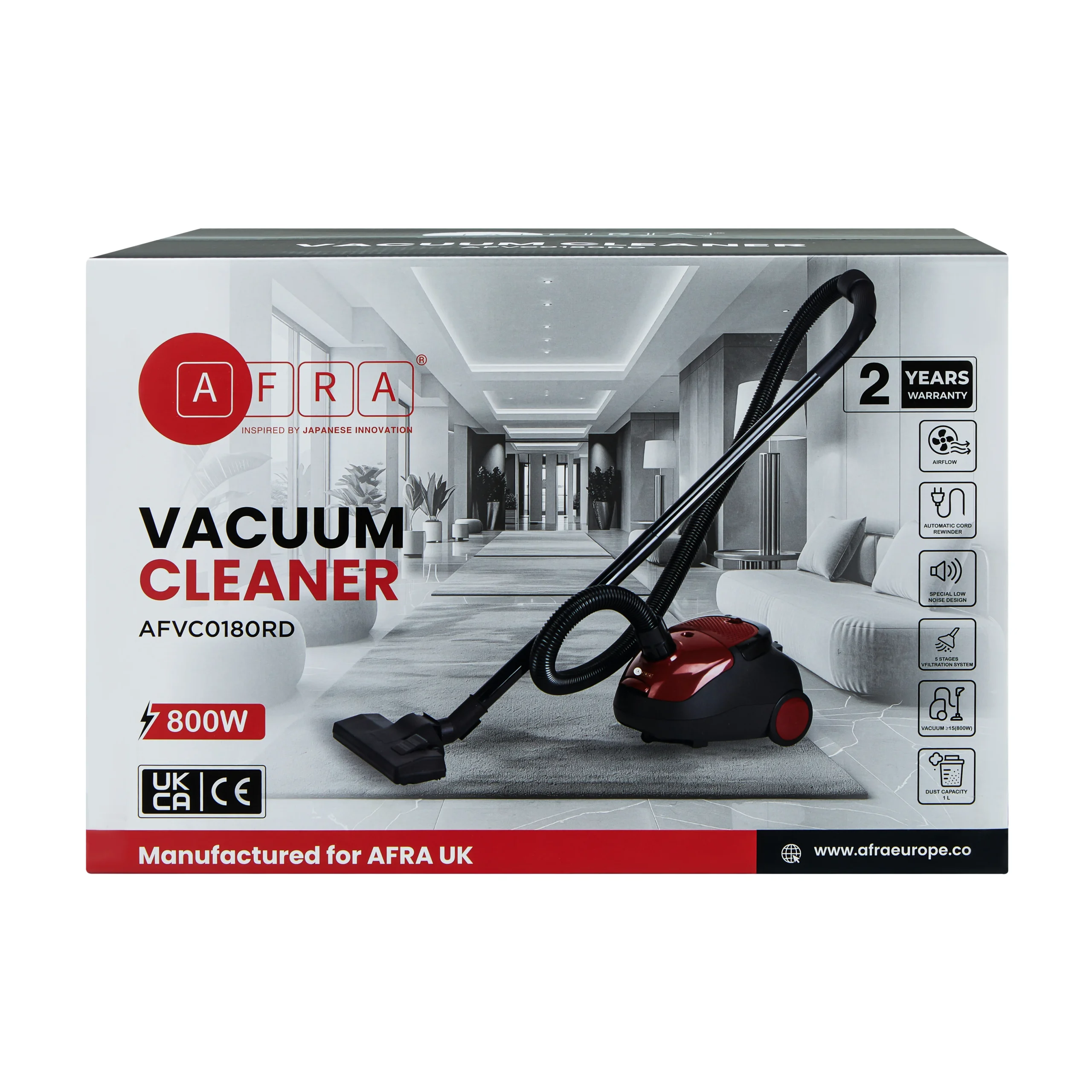 AFRA 800W Compact Cylinder Vacuum Cleaner