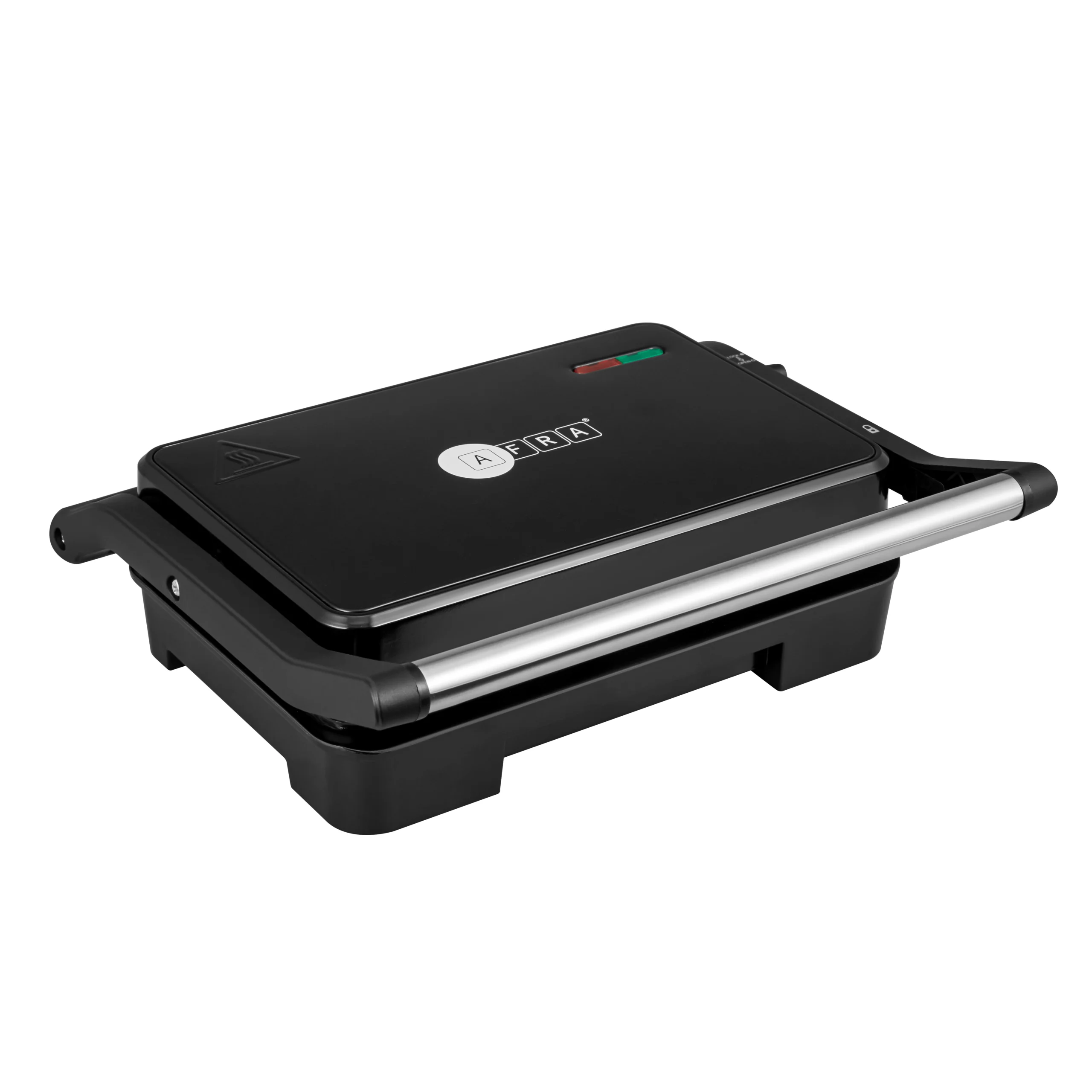 AFRA 1000W Panini Grill with 180 Degree Opening in Black