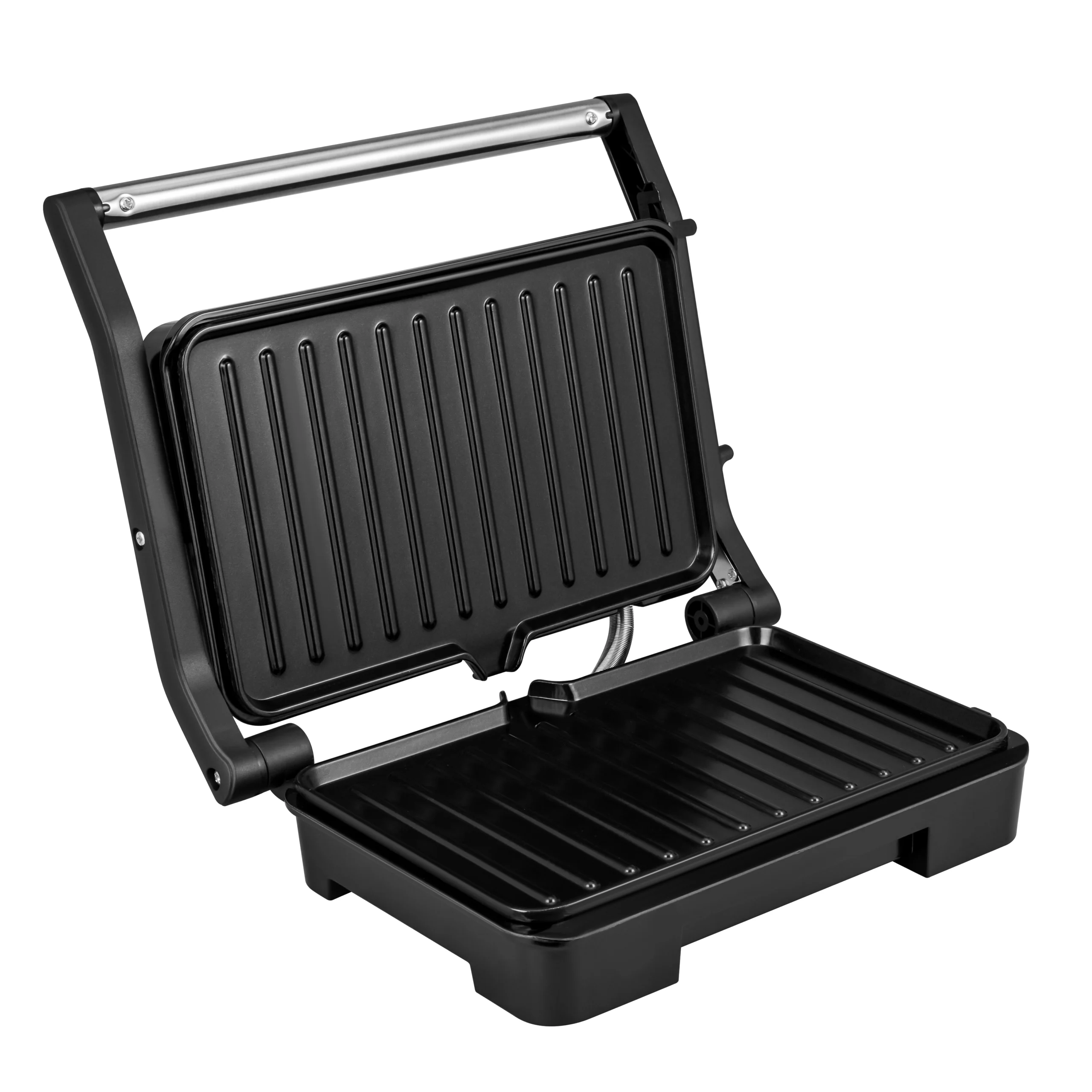 AFRA 1000W Panini Grill with 180 Degree Opening in Black