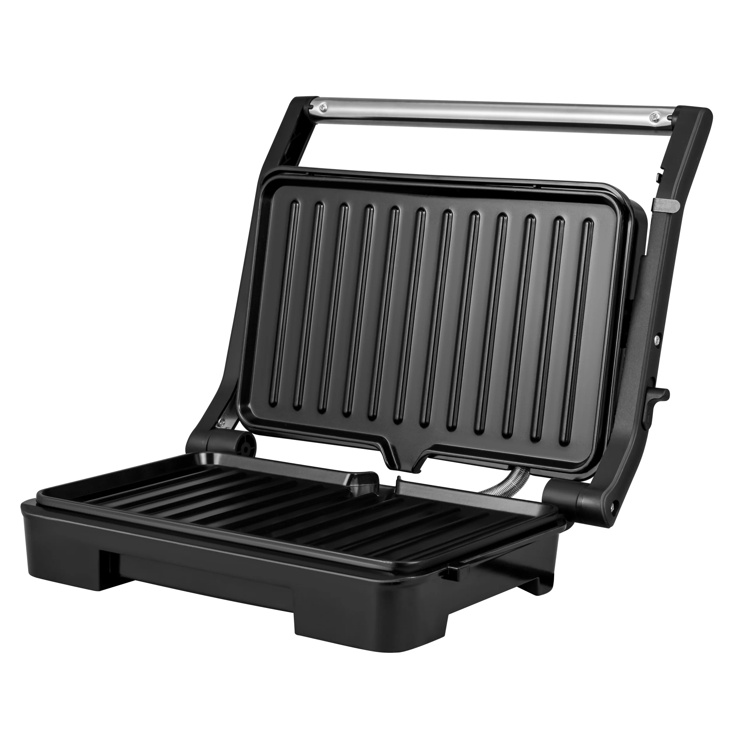 AFRA 1000W Panini Grill with 180 Degree Opening in Black
