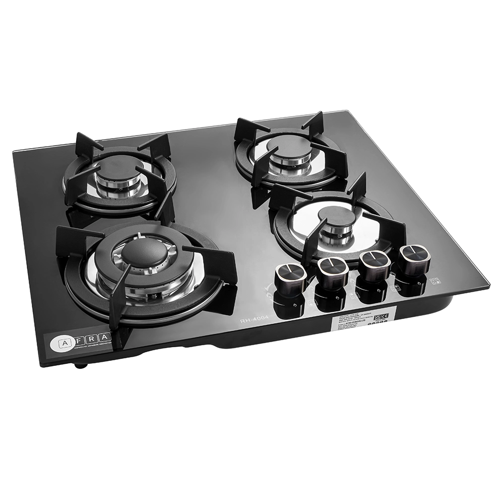 AFRA 4 Burner Gas Hob with Tempered Glass and Auto Ignition