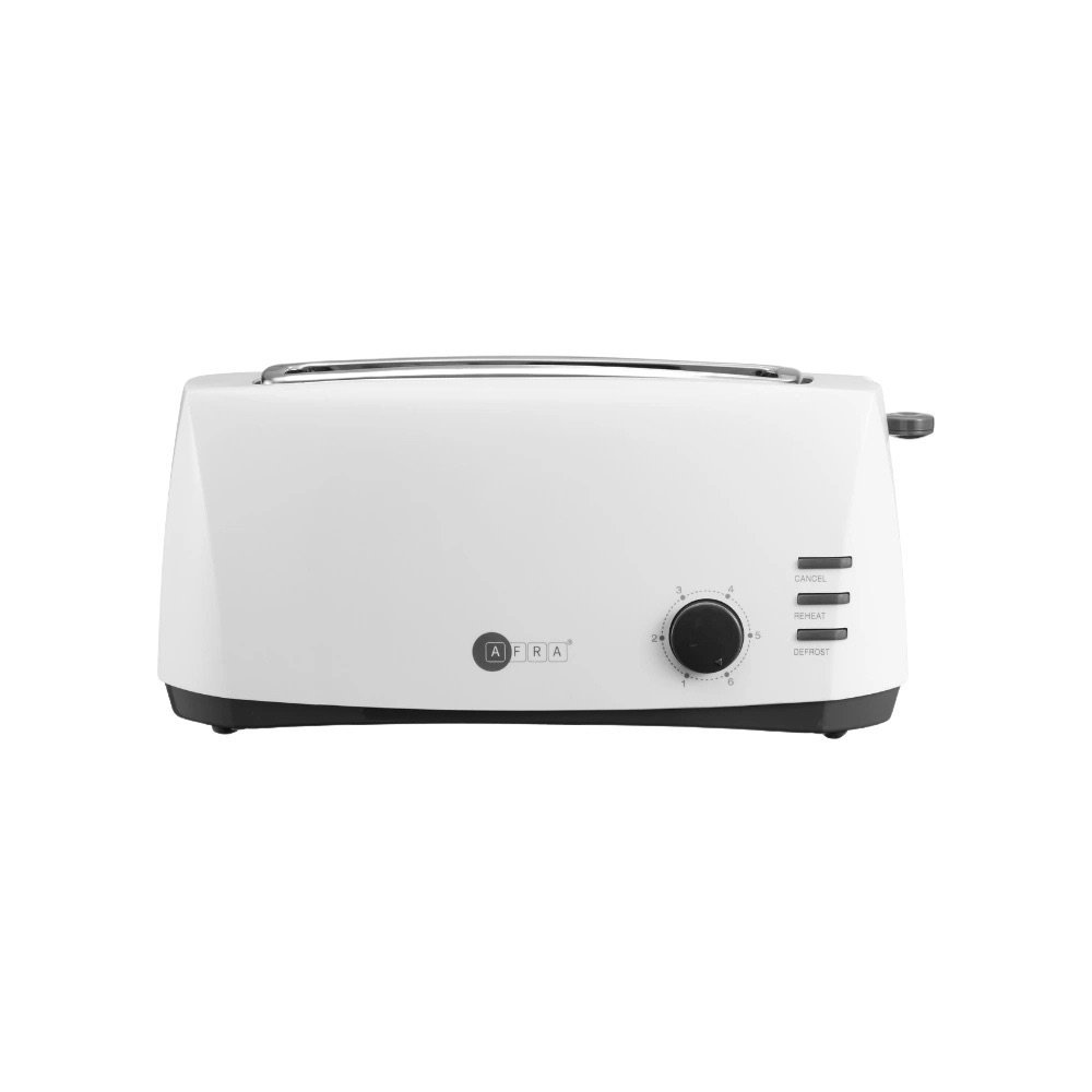 AFRA 800W 4 Slice Toaster with 6 Browning Levels in White