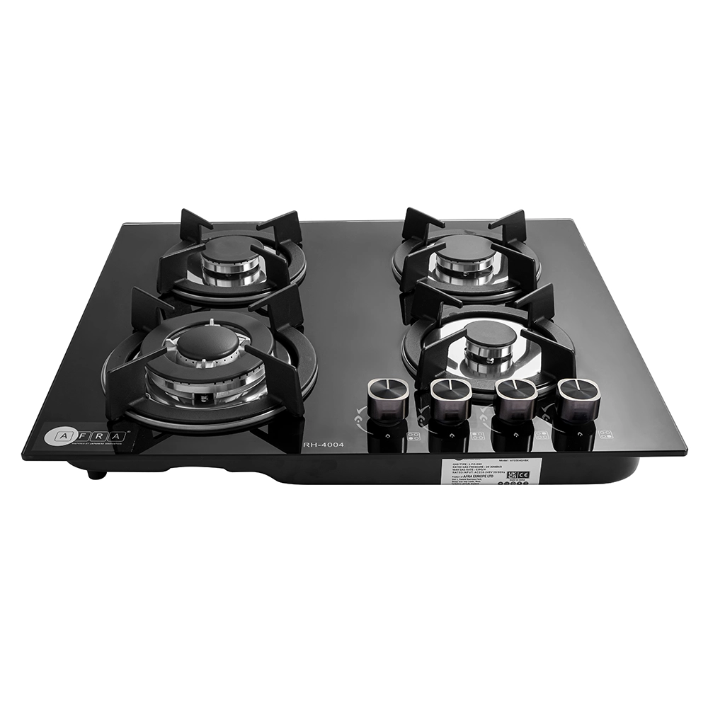 AFRA 4 Burner Gas Hob with Tempered Glass and Auto Ignition