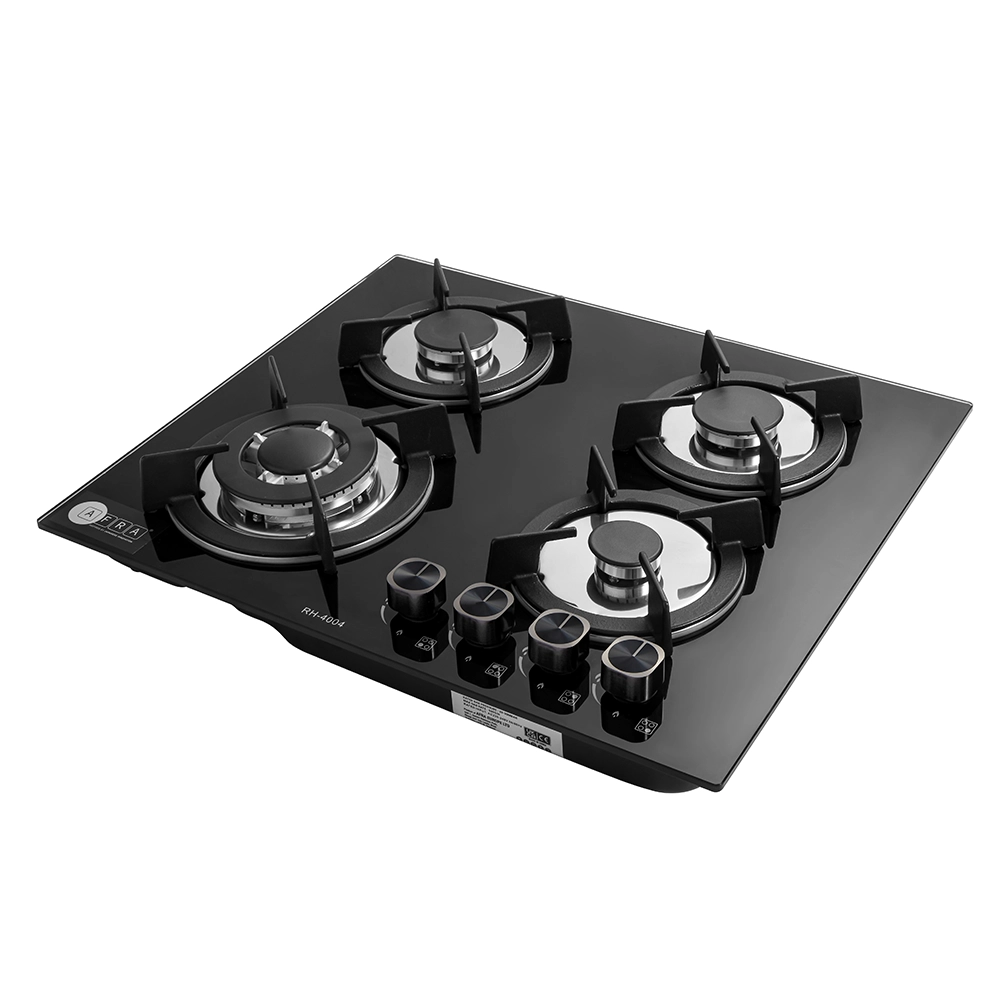 AFRA 4 Burner Gas Hob with Tempered Glass and Auto Ignition